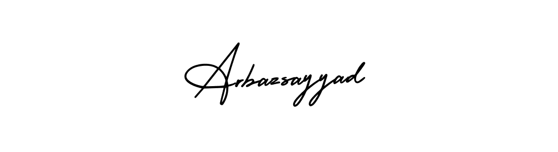 How to make Arbazsayyad name signature. Use AmerikaSignatureDemo-Regular style for creating short signs online. This is the latest handwritten sign. Arbazsayyad signature style 3 images and pictures png