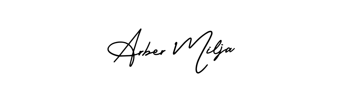 How to make Arber Milja signature? AmerikaSignatureDemo-Regular is a professional autograph style. Create handwritten signature for Arber Milja name. Arber Milja signature style 3 images and pictures png