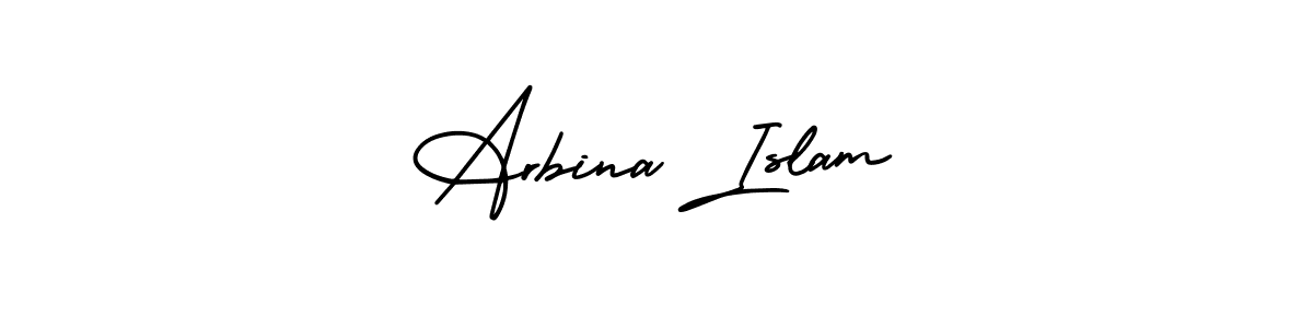 Design your own signature with our free online signature maker. With this signature software, you can create a handwritten (AmerikaSignatureDemo-Regular) signature for name Arbina Islam. Arbina Islam signature style 3 images and pictures png