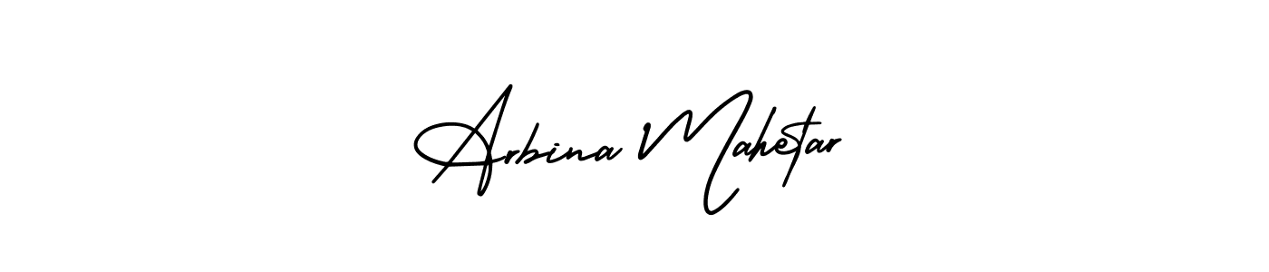 How to make Arbina Mahetar name signature. Use AmerikaSignatureDemo-Regular style for creating short signs online. This is the latest handwritten sign. Arbina Mahetar signature style 3 images and pictures png