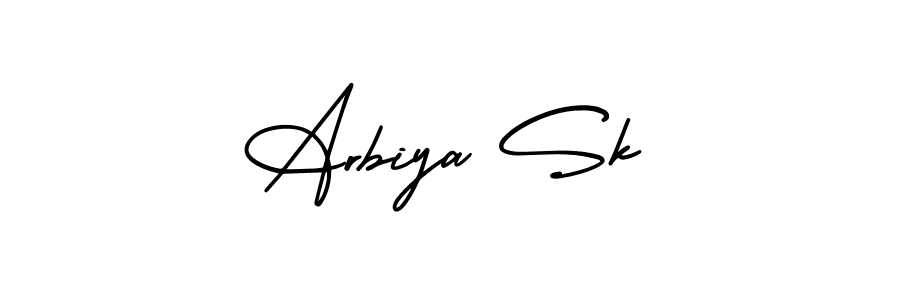 The best way (AmerikaSignatureDemo-Regular) to make a short signature is to pick only two or three words in your name. The name Arbiya Sk include a total of six letters. For converting this name. Arbiya Sk signature style 3 images and pictures png