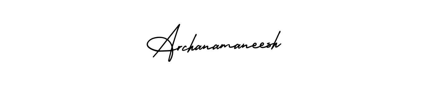 This is the best signature style for the Archanamaneesh name. Also you like these signature font (AmerikaSignatureDemo-Regular). Mix name signature. Archanamaneesh signature style 3 images and pictures png