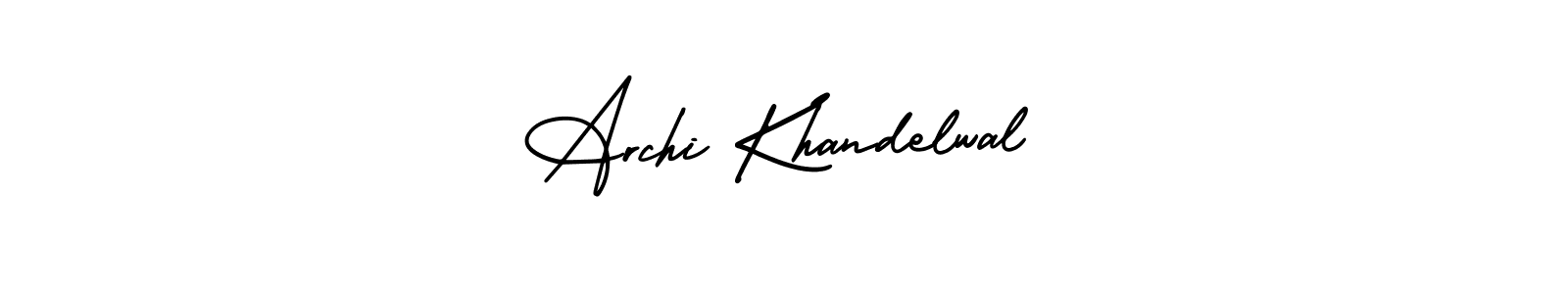 This is the best signature style for the Archi Khandelwal name. Also you like these signature font (AmerikaSignatureDemo-Regular). Mix name signature. Archi Khandelwal signature style 3 images and pictures png