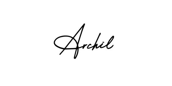 You should practise on your own different ways (AmerikaSignatureDemo-Regular) to write your name (Archil) in signature. don't let someone else do it for you. Archil signature style 3 images and pictures png