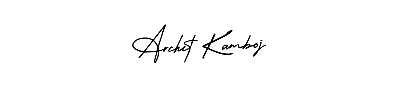 You should practise on your own different ways (AmerikaSignatureDemo-Regular) to write your name (Archit Kamboj) in signature. don't let someone else do it for you. Archit Kamboj signature style 3 images and pictures png