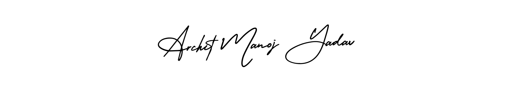 The best way (AmerikaSignatureDemo-Regular) to make a short signature is to pick only two or three words in your name. The name Archit Manoj Yadav include a total of six letters. For converting this name. Archit Manoj Yadav signature style 3 images and pictures png