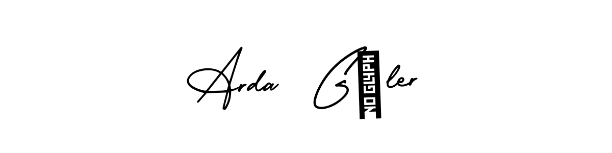 You should practise on your own different ways (AmerikaSignatureDemo-Regular) to write your name (Arda  Güler) in signature. don't let someone else do it for you. Arda  Güler signature style 3 images and pictures png