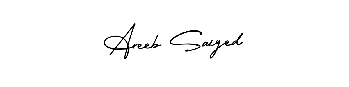 How to make Areeb Saiyed name signature. Use AmerikaSignatureDemo-Regular style for creating short signs online. This is the latest handwritten sign. Areeb Saiyed signature style 3 images and pictures png