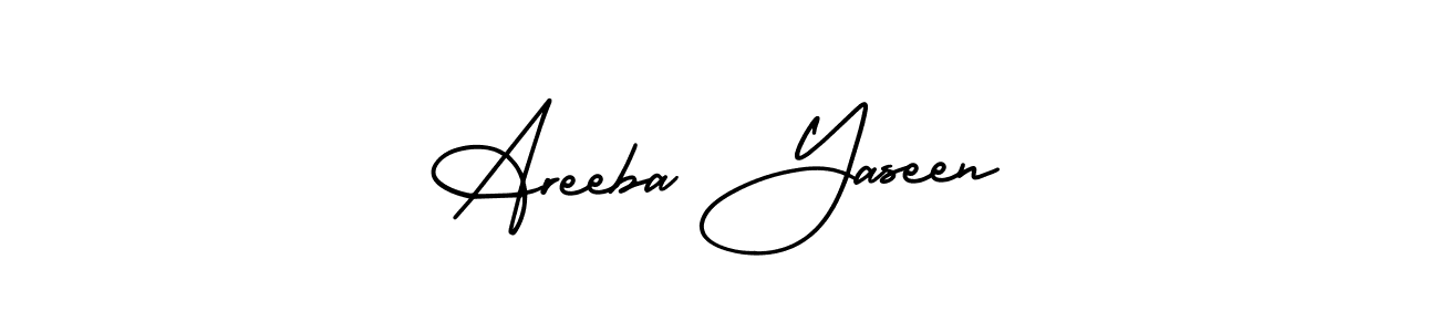 You should practise on your own different ways (AmerikaSignatureDemo-Regular) to write your name (Areeba Yaseen) in signature. don't let someone else do it for you. Areeba Yaseen signature style 3 images and pictures png