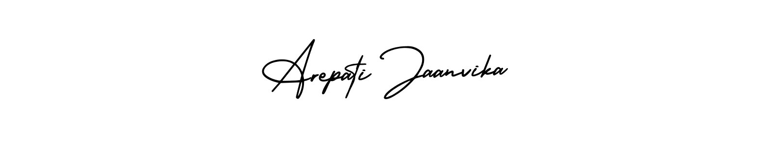 You should practise on your own different ways (AmerikaSignatureDemo-Regular) to write your name (Arepati Jaanvika) in signature. don't let someone else do it for you. Arepati Jaanvika signature style 3 images and pictures png