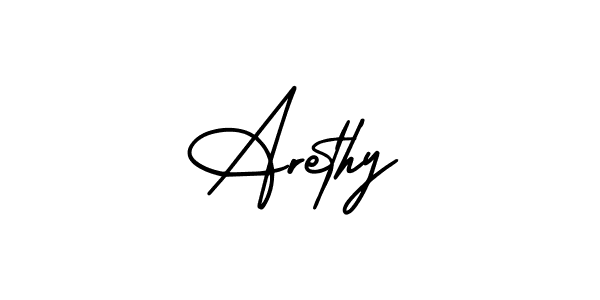 It looks lik you need a new signature style for name Arethy. Design unique handwritten (AmerikaSignatureDemo-Regular) signature with our free signature maker in just a few clicks. Arethy signature style 3 images and pictures png