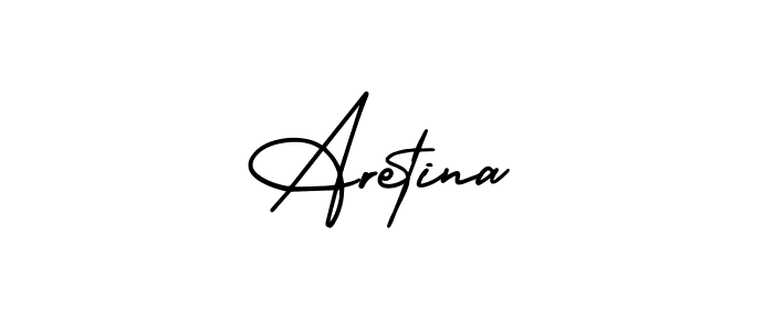 You should practise on your own different ways (AmerikaSignatureDemo-Regular) to write your name (Aretina) in signature. don't let someone else do it for you. Aretina signature style 3 images and pictures png