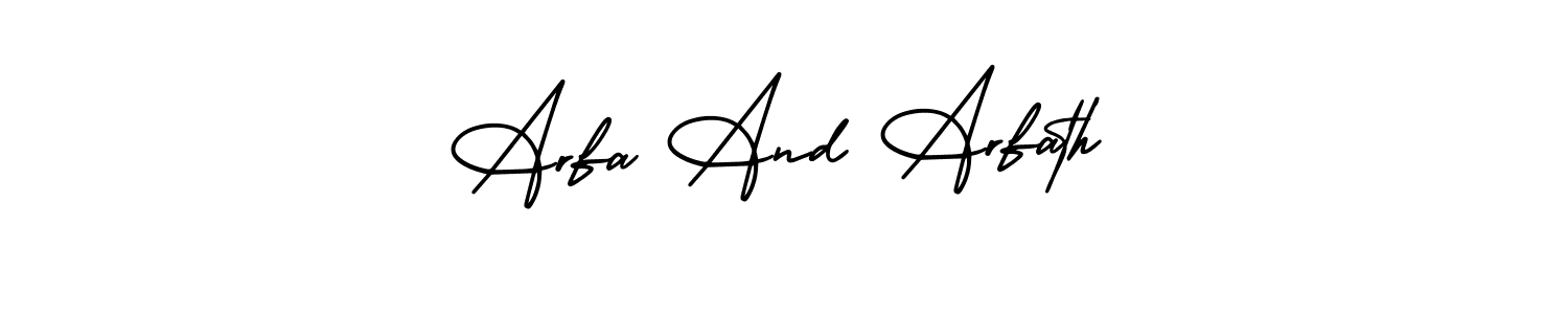 Also You can easily find your signature by using the search form. We will create Arfa And Arfath name handwritten signature images for you free of cost using AmerikaSignatureDemo-Regular sign style. Arfa And Arfath signature style 3 images and pictures png