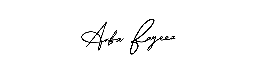 You should practise on your own different ways (AmerikaSignatureDemo-Regular) to write your name (Arfa Fayeez) in signature. don't let someone else do it for you. Arfa Fayeez signature style 3 images and pictures png