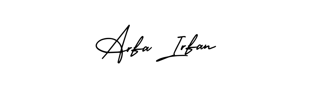 You should practise on your own different ways (AmerikaSignatureDemo-Regular) to write your name (Arfa Irfan) in signature. don't let someone else do it for you. Arfa Irfan signature style 3 images and pictures png