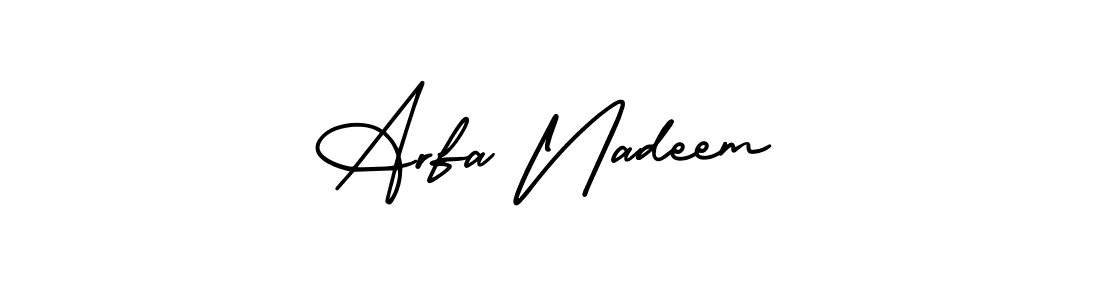 It looks lik you need a new signature style for name Arfa Nadeem. Design unique handwritten (AmerikaSignatureDemo-Regular) signature with our free signature maker in just a few clicks. Arfa Nadeem signature style 3 images and pictures png