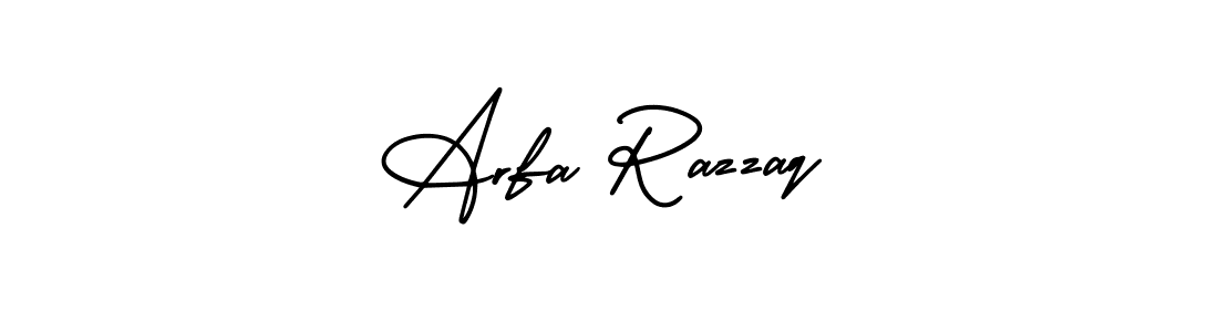 The best way (AmerikaSignatureDemo-Regular) to make a short signature is to pick only two or three words in your name. The name Arfa Razzaq include a total of six letters. For converting this name. Arfa Razzaq signature style 3 images and pictures png