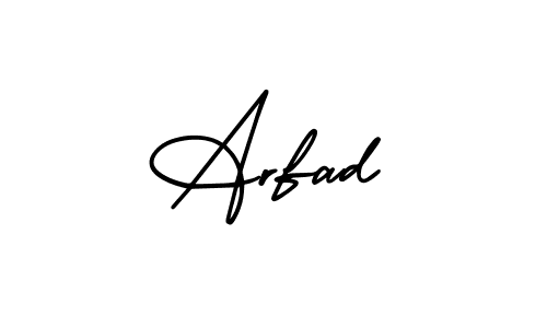 Use a signature maker to create a handwritten signature online. With this signature software, you can design (AmerikaSignatureDemo-Regular) your own signature for name Arfad. Arfad signature style 3 images and pictures png