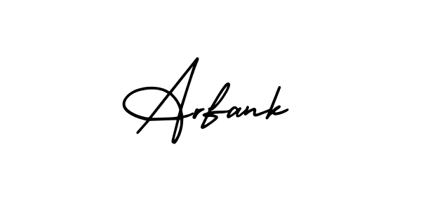 You should practise on your own different ways (AmerikaSignatureDemo-Regular) to write your name (Arfank) in signature. don't let someone else do it for you. Arfank signature style 3 images and pictures png