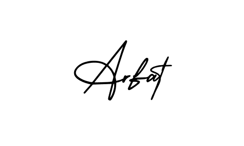 How to make Arfat name signature. Use AmerikaSignatureDemo-Regular style for creating short signs online. This is the latest handwritten sign. Arfat signature style 3 images and pictures png