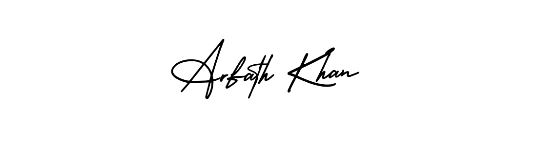 This is the best signature style for the Arfath Khan name. Also you like these signature font (AmerikaSignatureDemo-Regular). Mix name signature. Arfath Khan signature style 3 images and pictures png