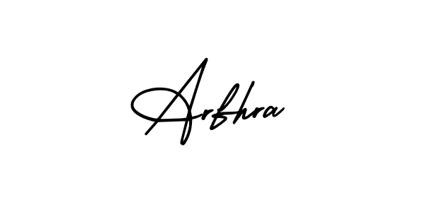 How to make Arfhra name signature. Use AmerikaSignatureDemo-Regular style for creating short signs online. This is the latest handwritten sign. Arfhra signature style 3 images and pictures png