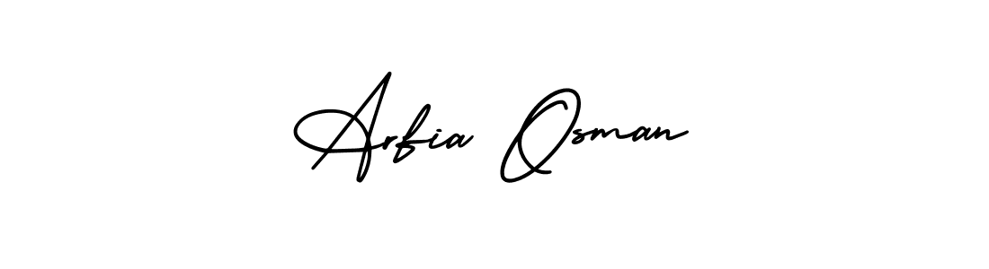 The best way (AmerikaSignatureDemo-Regular) to make a short signature is to pick only two or three words in your name. The name Arfia Osman include a total of six letters. For converting this name. Arfia Osman signature style 3 images and pictures png