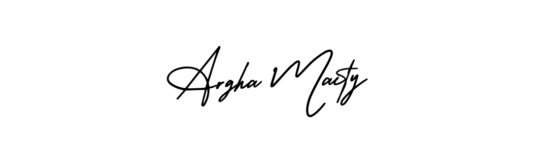 How to make Argha Maity name signature. Use AmerikaSignatureDemo-Regular style for creating short signs online. This is the latest handwritten sign. Argha Maity signature style 3 images and pictures png