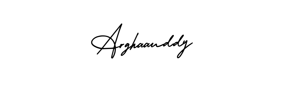 You should practise on your own different ways (AmerikaSignatureDemo-Regular) to write your name (Arghaauddy) in signature. don't let someone else do it for you. Arghaauddy signature style 3 images and pictures png