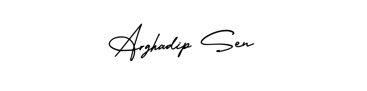 AmerikaSignatureDemo-Regular is a professional signature style that is perfect for those who want to add a touch of class to their signature. It is also a great choice for those who want to make their signature more unique. Get Arghadip Sen name to fancy signature for free. Arghadip Sen signature style 3 images and pictures png