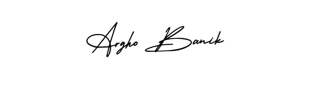 The best way (AmerikaSignatureDemo-Regular) to make a short signature is to pick only two or three words in your name. The name Argho Banik include a total of six letters. For converting this name. Argho Banik signature style 3 images and pictures png