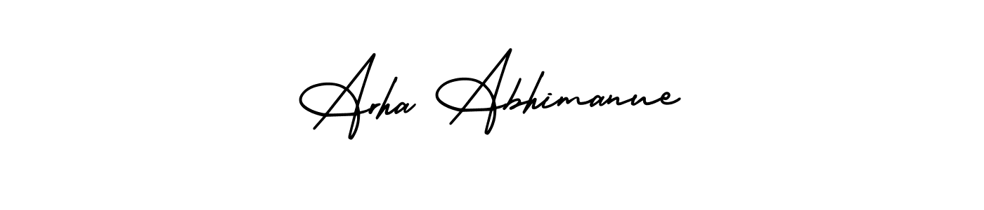 Also You can easily find your signature by using the search form. We will create Arha Abhimanue name handwritten signature images for you free of cost using AmerikaSignatureDemo-Regular sign style. Arha Abhimanue signature style 3 images and pictures png