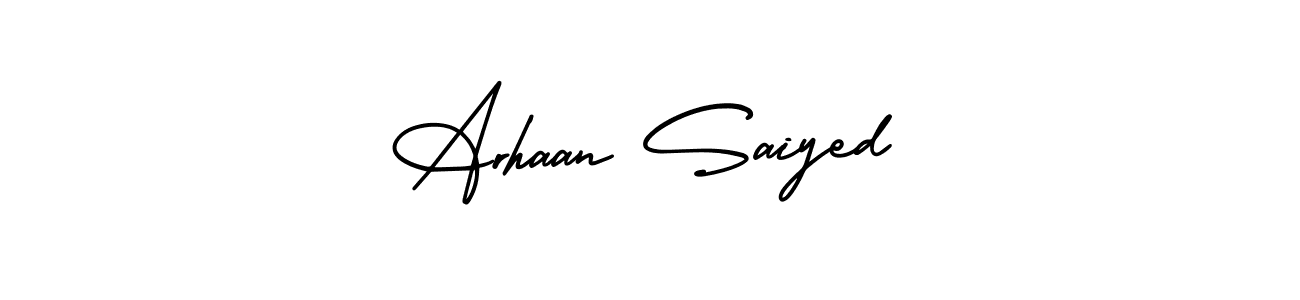 This is the best signature style for the Arhaan Saiyed name. Also you like these signature font (AmerikaSignatureDemo-Regular). Mix name signature. Arhaan Saiyed signature style 3 images and pictures png