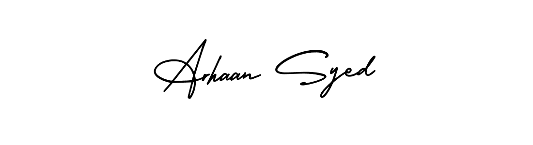 This is the best signature style for the Arhaan Syed name. Also you like these signature font (AmerikaSignatureDemo-Regular). Mix name signature. Arhaan Syed signature style 3 images and pictures png