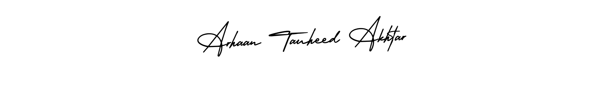 if you are searching for the best signature style for your name Arhaan Tauheed Akhtar. so please give up your signature search. here we have designed multiple signature styles  using AmerikaSignatureDemo-Regular. Arhaan Tauheed Akhtar signature style 3 images and pictures png