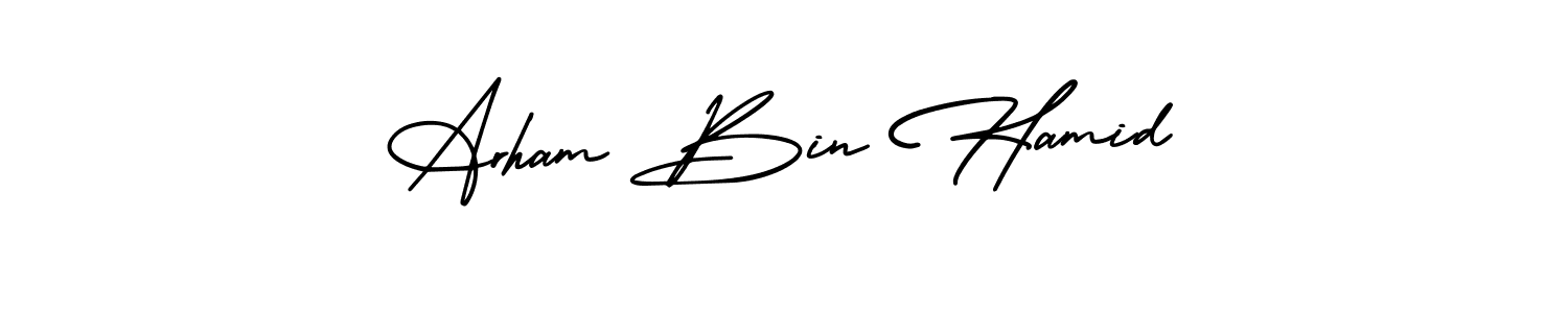 Use a signature maker to create a handwritten signature online. With this signature software, you can design (AmerikaSignatureDemo-Regular) your own signature for name Arham Bin Hamid. Arham Bin Hamid signature style 3 images and pictures png
