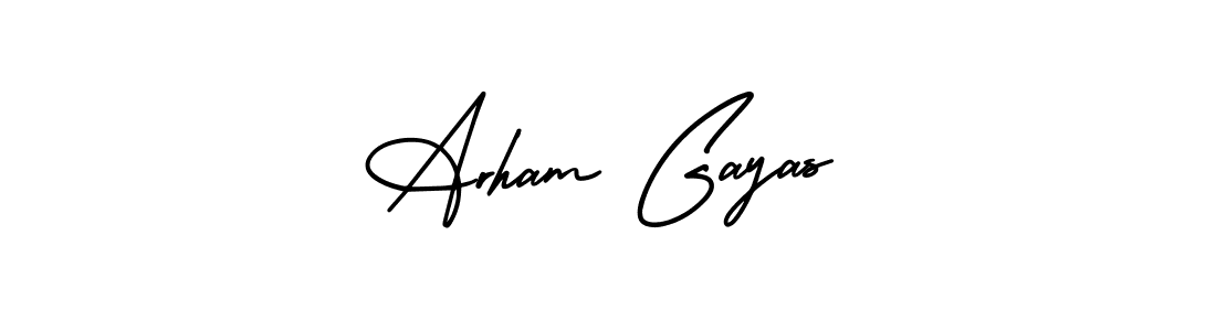 if you are searching for the best signature style for your name Arham Gayas. so please give up your signature search. here we have designed multiple signature styles  using AmerikaSignatureDemo-Regular. Arham Gayas signature style 3 images and pictures png