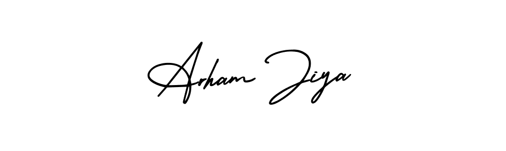 The best way (AmerikaSignatureDemo-Regular) to make a short signature is to pick only two or three words in your name. The name Arham Jiya include a total of six letters. For converting this name. Arham Jiya signature style 3 images and pictures png