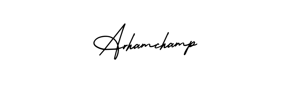 Design your own signature with our free online signature maker. With this signature software, you can create a handwritten (AmerikaSignatureDemo-Regular) signature for name Arhamchamp. Arhamchamp signature style 3 images and pictures png