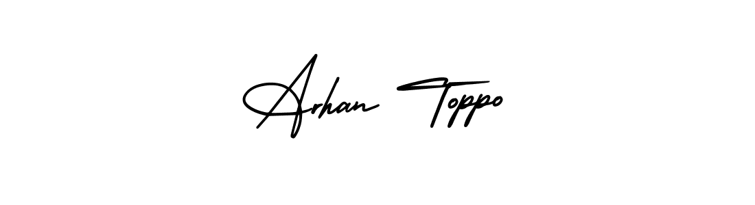 Arhan Toppo stylish signature style. Best Handwritten Sign (AmerikaSignatureDemo-Regular) for my name. Handwritten Signature Collection Ideas for my name Arhan Toppo. Arhan Toppo signature style 3 images and pictures png