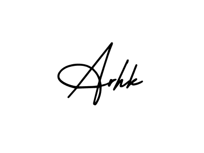 The best way (AmerikaSignatureDemo-Regular) to make a short signature is to pick only two or three words in your name. The name Arhk include a total of six letters. For converting this name. Arhk signature style 3 images and pictures png