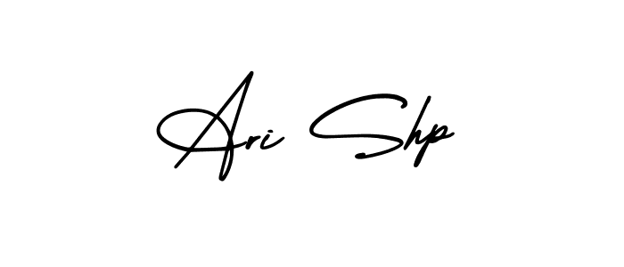This is the best signature style for the Ari Shp name. Also you like these signature font (AmerikaSignatureDemo-Regular). Mix name signature. Ari Shp signature style 3 images and pictures png