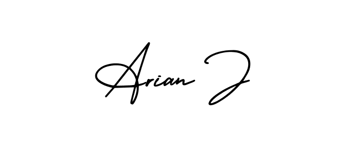How to make Arian J name signature. Use AmerikaSignatureDemo-Regular style for creating short signs online. This is the latest handwritten sign. Arian J signature style 3 images and pictures png