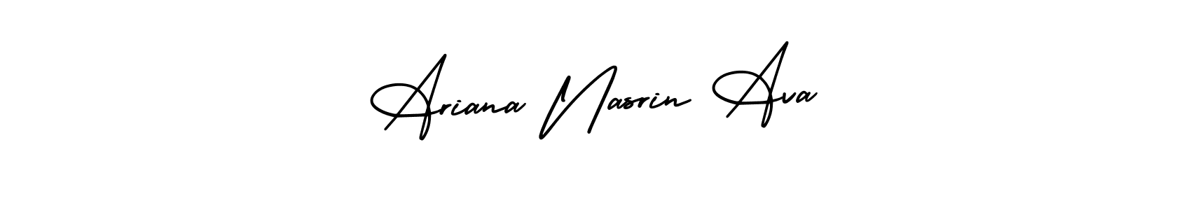 AmerikaSignatureDemo-Regular is a professional signature style that is perfect for those who want to add a touch of class to their signature. It is also a great choice for those who want to make their signature more unique. Get Ariana Nasrin Ava name to fancy signature for free. Ariana Nasrin Ava signature style 3 images and pictures png