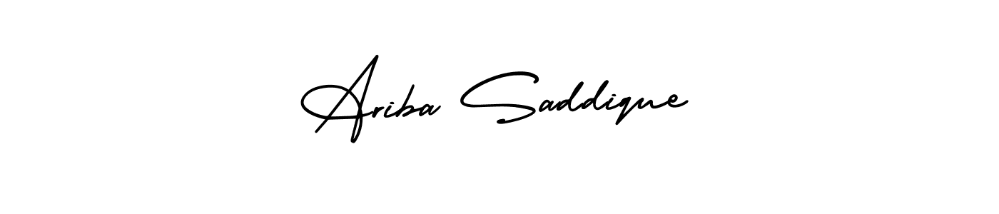 You should practise on your own different ways (AmerikaSignatureDemo-Regular) to write your name (Ariba Saddique) in signature. don't let someone else do it for you. Ariba Saddique signature style 3 images and pictures png