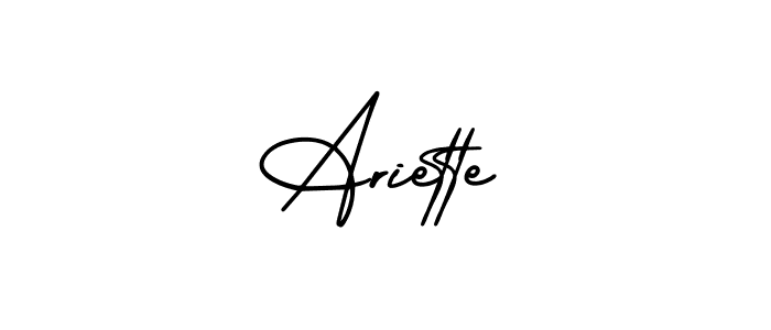 Use a signature maker to create a handwritten signature online. With this signature software, you can design (AmerikaSignatureDemo-Regular) your own signature for name Ariette. Ariette signature style 3 images and pictures png