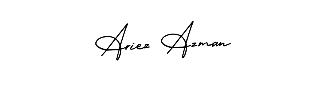 You should practise on your own different ways (AmerikaSignatureDemo-Regular) to write your name (Ariez Azman) in signature. don't let someone else do it for you. Ariez Azman signature style 3 images and pictures png