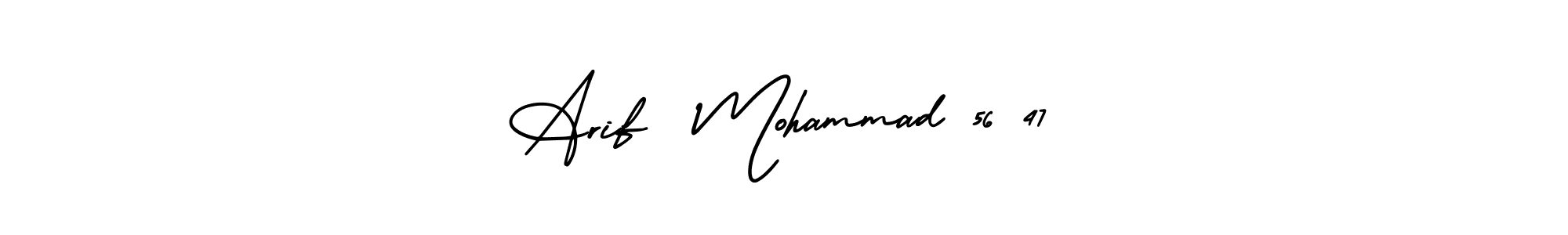 You can use this online signature creator to create a handwritten signature for the name Arif  Mohammad 56 47. This is the best online autograph maker. Arif  Mohammad 56 47 signature style 3 images and pictures png