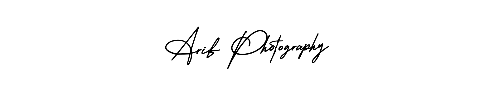 The best way (AmerikaSignatureDemo-Regular) to make a short signature is to pick only two or three words in your name. The name Arif Photography include a total of six letters. For converting this name. Arif Photography signature style 3 images and pictures png