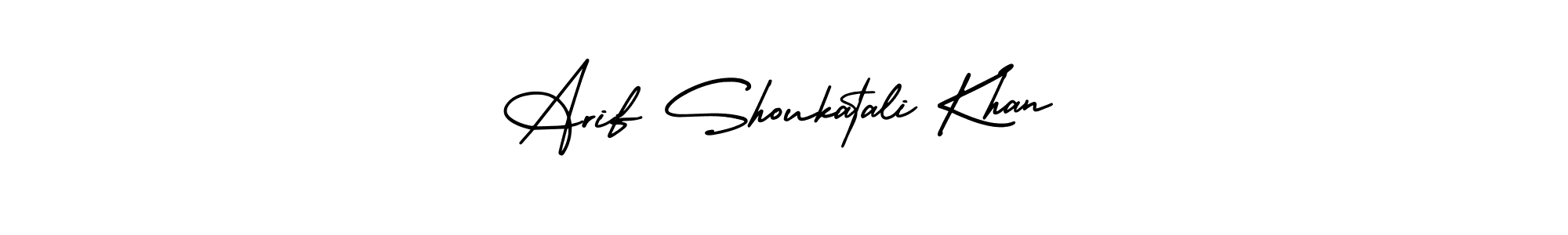 The best way (AmerikaSignatureDemo-Regular) to make a short signature is to pick only two or three words in your name. The name Arif Shoukatali Khan include a total of six letters. For converting this name. Arif Shoukatali Khan signature style 3 images and pictures png